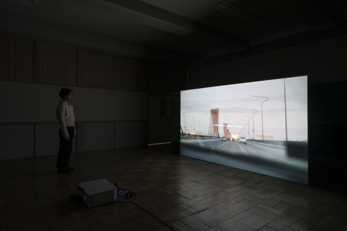 Tokyo Highway Scene, video, installed during the ARCUS Project open studios, February 2022, Moriya, Japan, photo: Hajime Kato&nbsp;